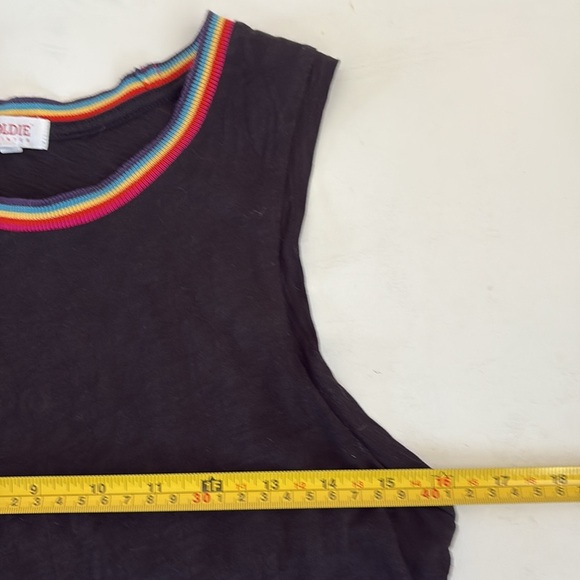 Goldie Lewinter rainbow tipped black crewneck tank top - Picture 10 of 15